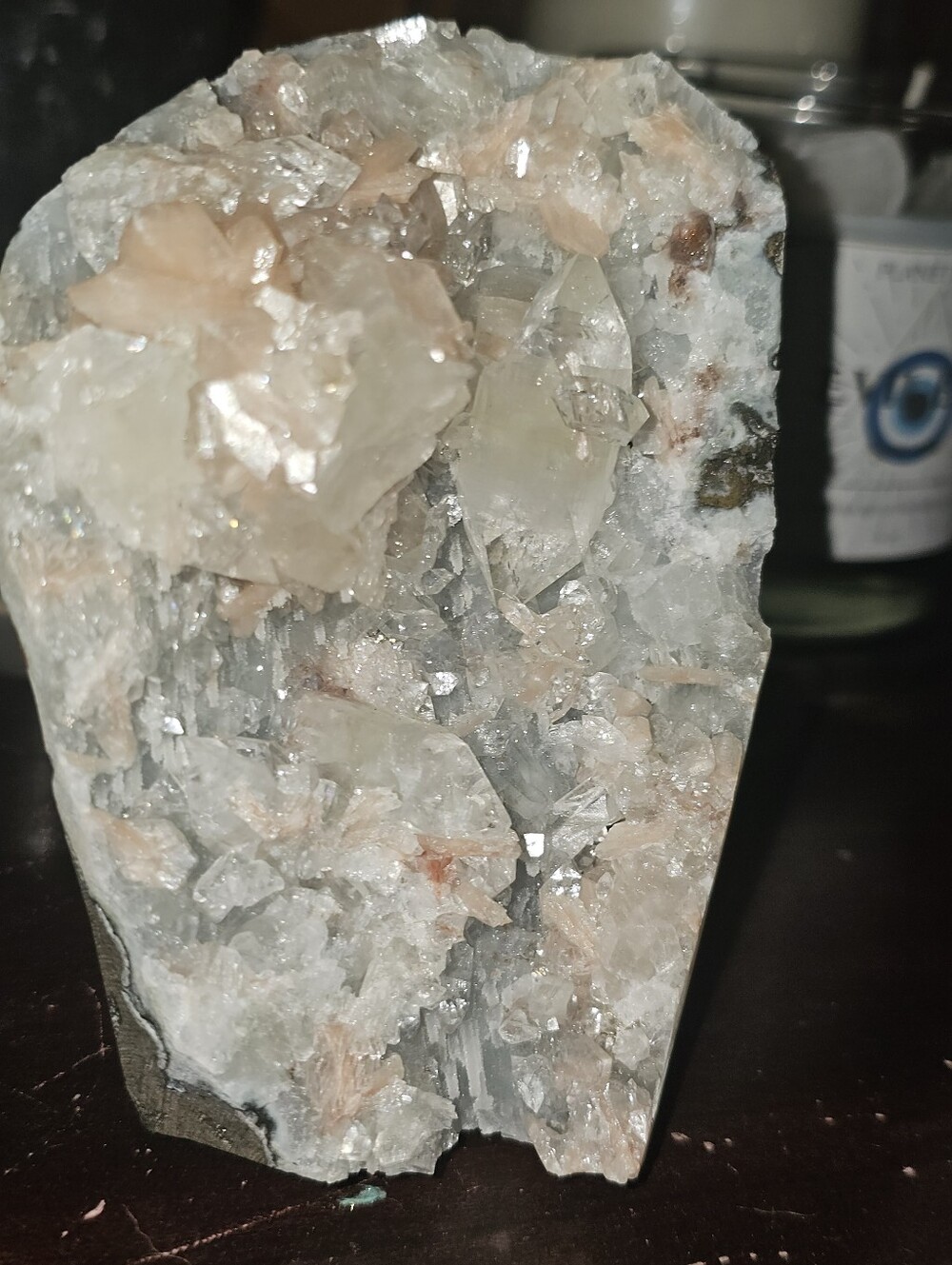 Diamond Apophyllite On Blue Chalcedony 8